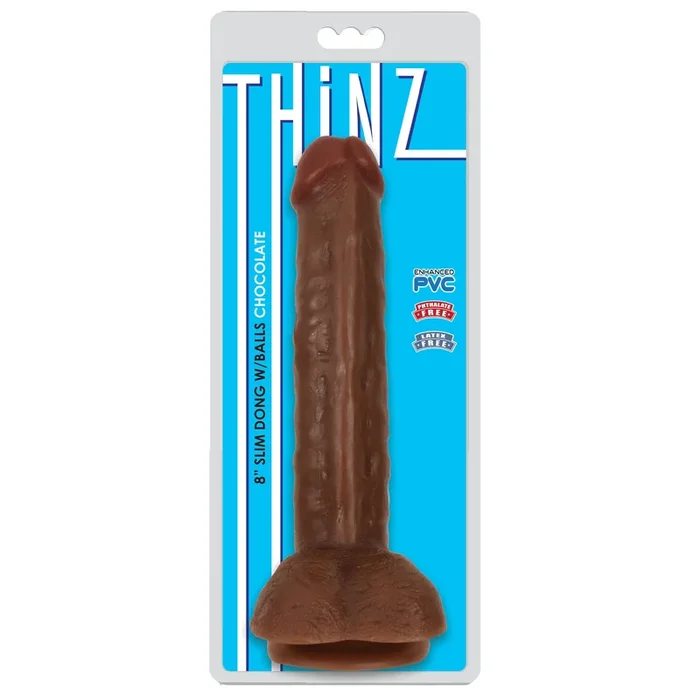8 Inch Slim Dildo with Balls – Dark