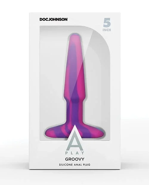 A Play 5″ Groovy Silicone Anal Plug – Multicolor-pink