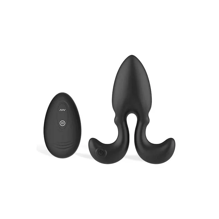 Adam & Eve OMEGA Vibrating Plug – Black 10 cm USB Rechargeable Vibrating Butt Plug with Remote