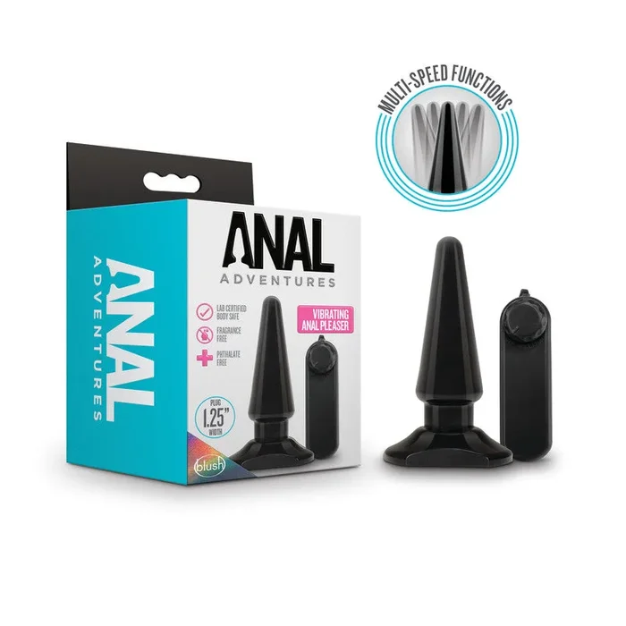 Anal Adventures Basic Vibrating Anal Pleaser – Black 10.1 cm Vibrating Butt Plug