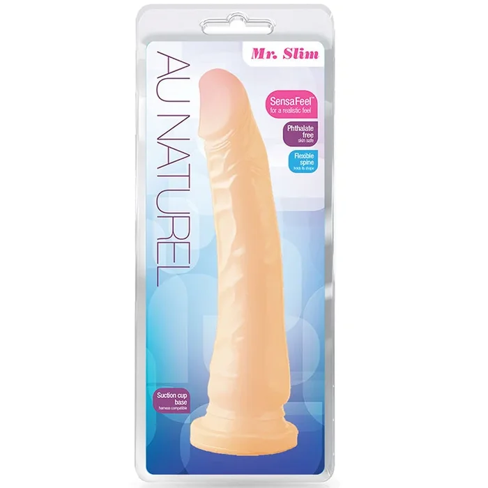 Au Naturel Mr. Slim Realistic Beige 9.25-Inch Long Dildo With Suction Cup Base