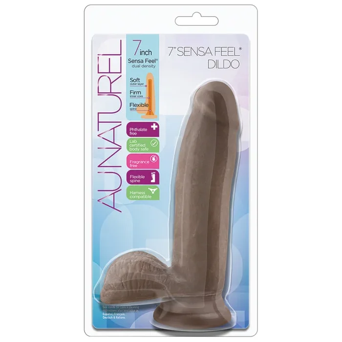 Au Naturel Realistic Chocolate 7-Inch Long Dildo With Balls & Suction Cup Base