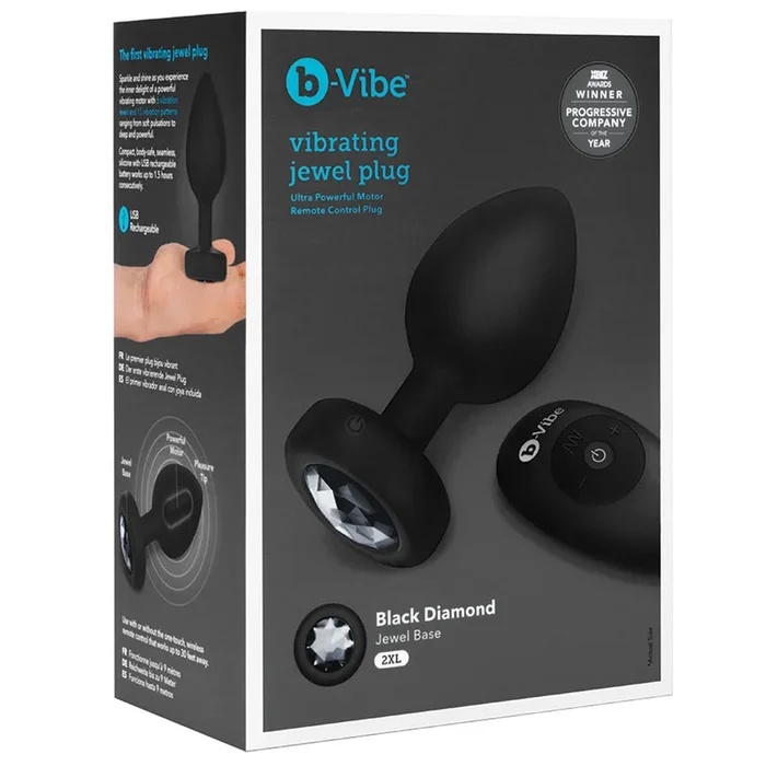 b-Vibe Vibrating Jewel Plug – Black 2XL