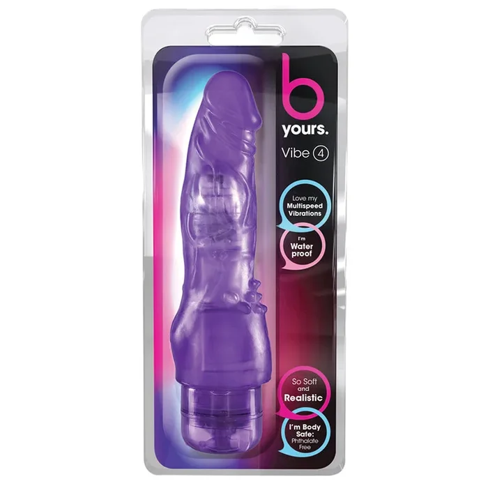 B Yours Vibe #4 Realistic Purple 8-Inch Long Vibrating Dildo