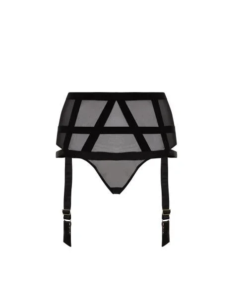 Black – Karolina Suspender Thong –