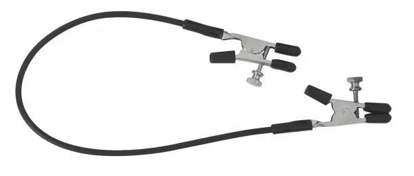 Blackline Adjustable Alligator Nipple Clamps With Rubber Tether – Black