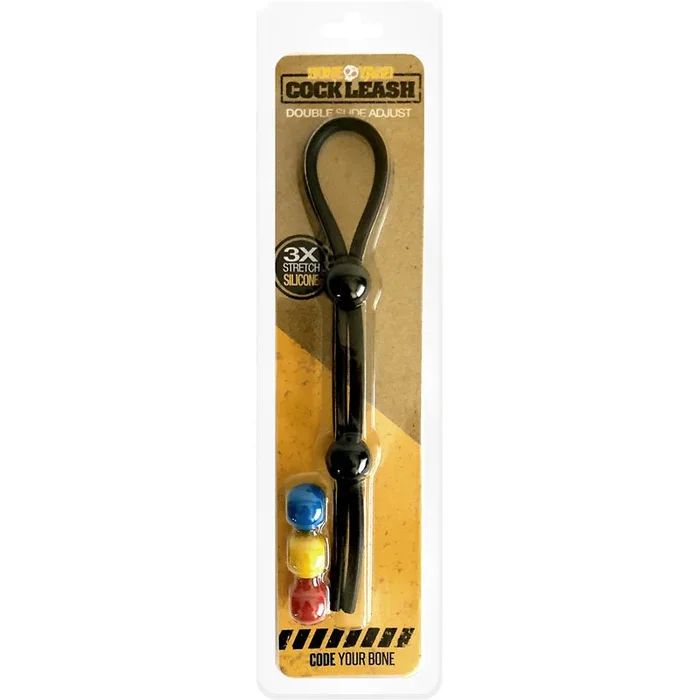 Boneyard Cock Leash Double – Black Adjustable Cock Lasso Ring