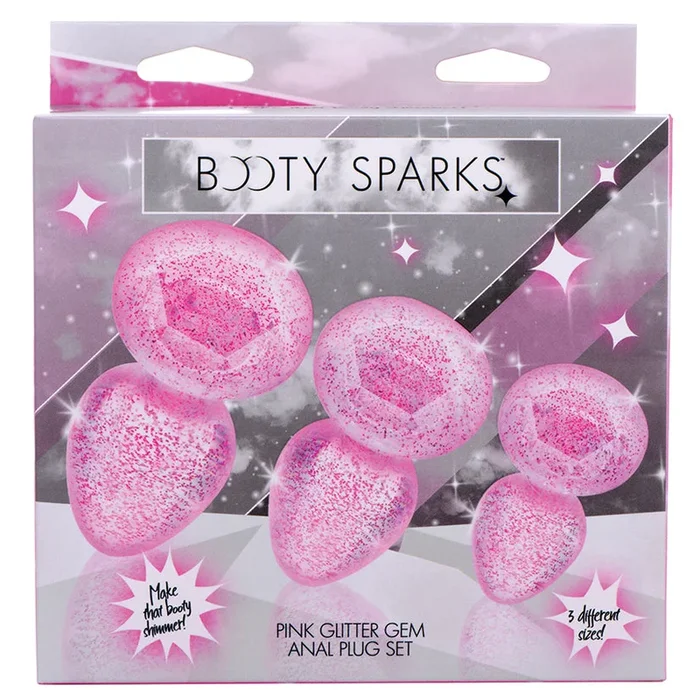 Booty Sparks Glitter Gem Anal Plug Set – Pink