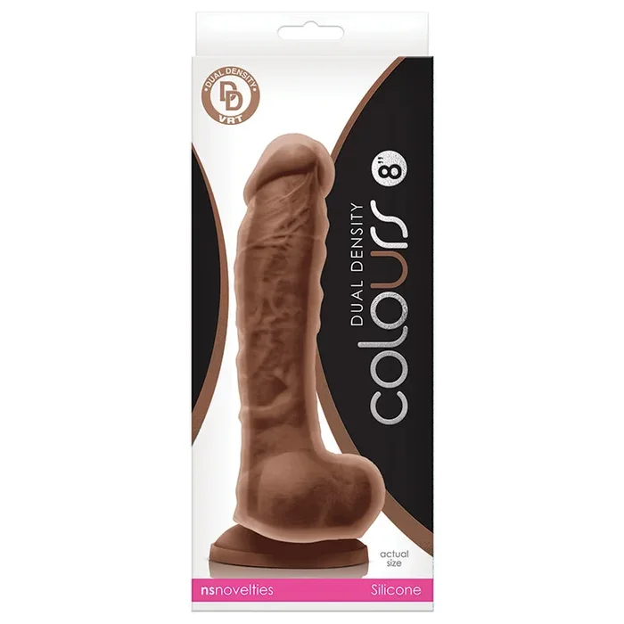 Colours Dual Density Dildo – Brown 8″