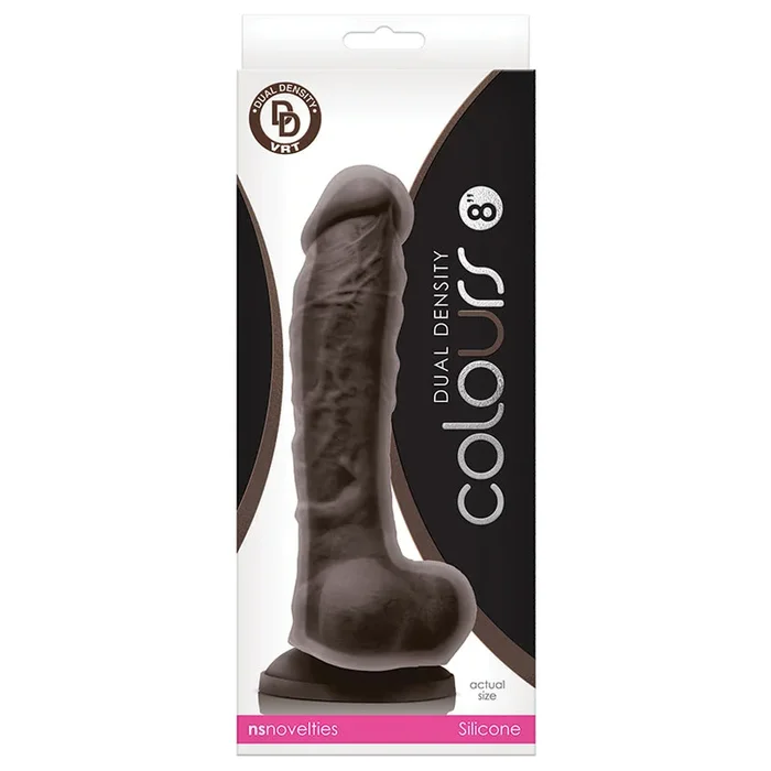 Colours Dual Density Dildo – Dark Brown 8″