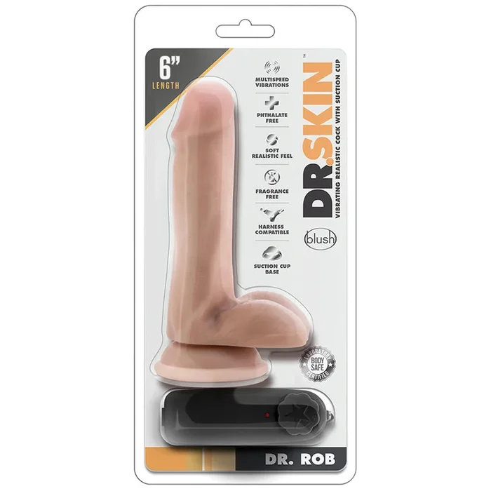 Dr. Skin Dr. Rob Realistic Vanilla 6.5-Inch Long Remote Control Vibrating Dildo With Suction Cup Base