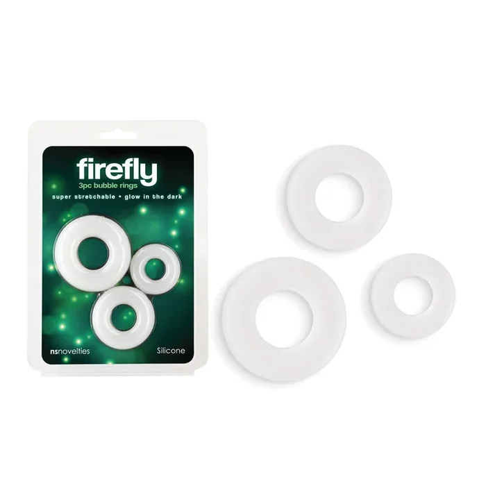 Firefly – 3pc Bubble Rings – White – Glow in Dark Cock Rings – Set of 3 Sizes