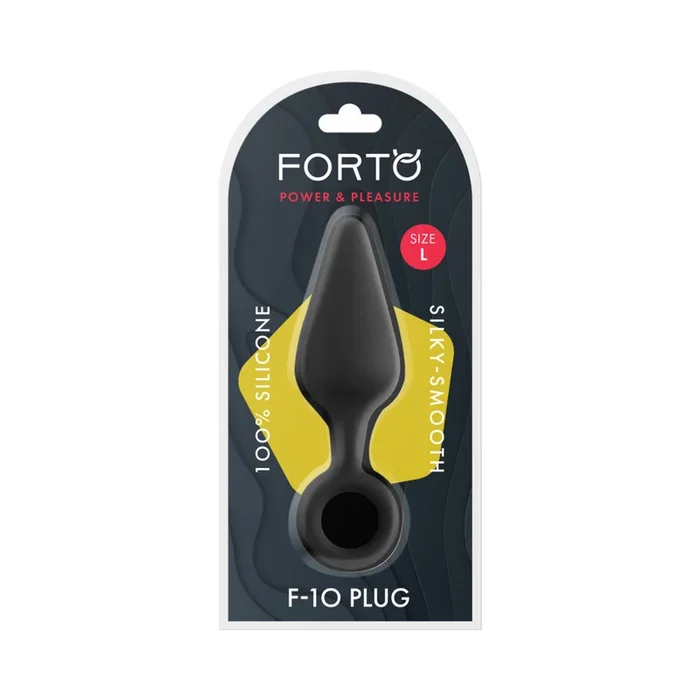 Forto F-10 Silicone Anal Plug with Pull Ring Large Black