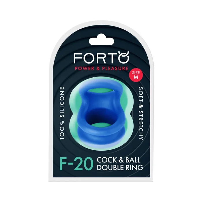 Forto F-20 Liquid Silicone Cockring & Ball Stretcher Medium Blue