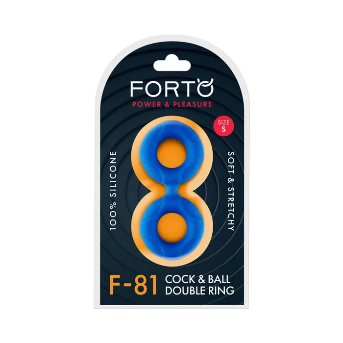 Forto F-81 Liquid Silicone Cock & Ball Double Ring Small Blue