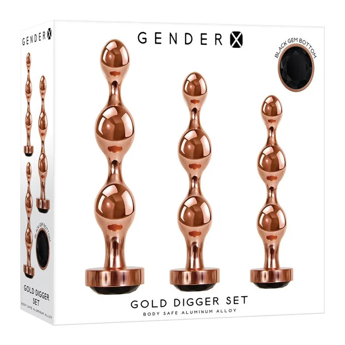 Gender X GOLD DIGGER SET – Rose Gold Metallic Butt Plugs – Set of 3 Sizes