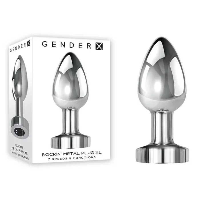 Gender X ROCKIN METAL PLUG XL – Chrome 10.5 cm USB Rechargeable Vibrating XL Butt Plug