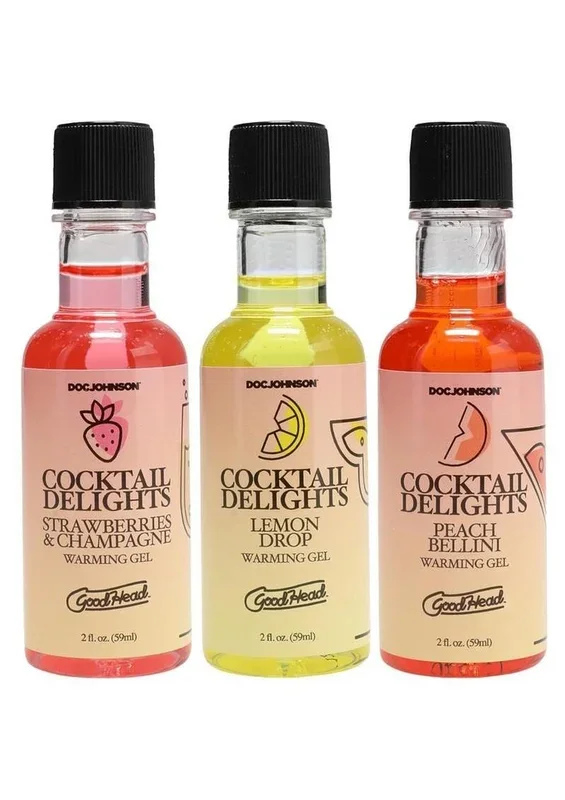 Goodhead Cocktail Delights (3 Pack) 2 Oz.- Peach Bellini, Strawberries and Champagne, Lemon Drop
