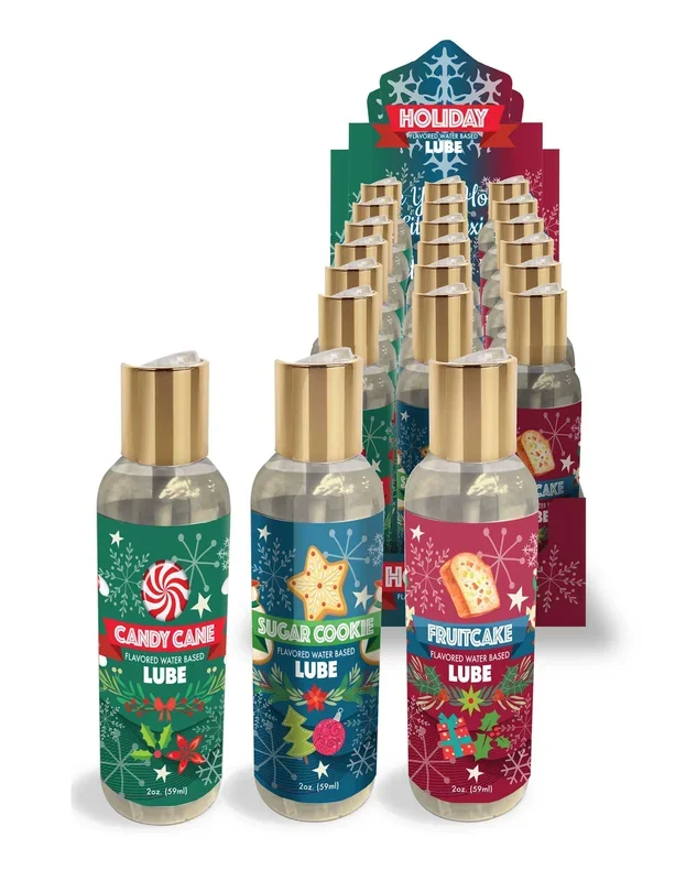 Holiday Water-Based Lubricant Display – Festive Flavors – 18 Bottles (2oz Each)