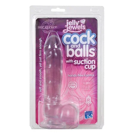 Jelly Jewels – Cock and Balls With Suction Cup – Clear