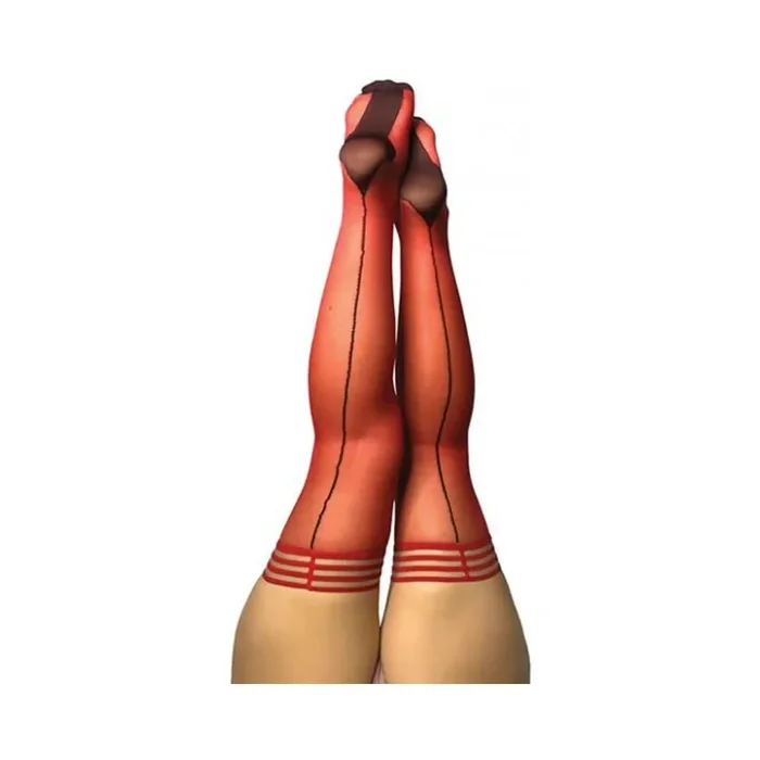 Kixies Monica Red Sheer With Black Seam And Cuban Heel – Size C