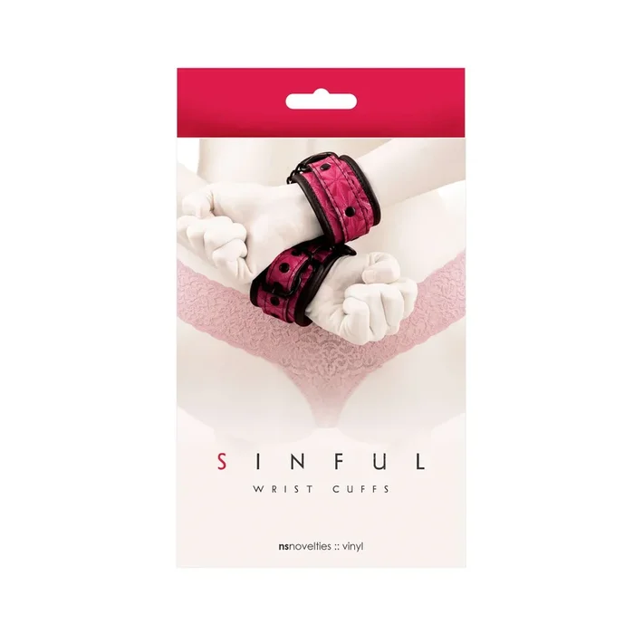NS Novelties Sinful Wrist Cuffs in Pink – Comfortable and Durable Bondage Accessories