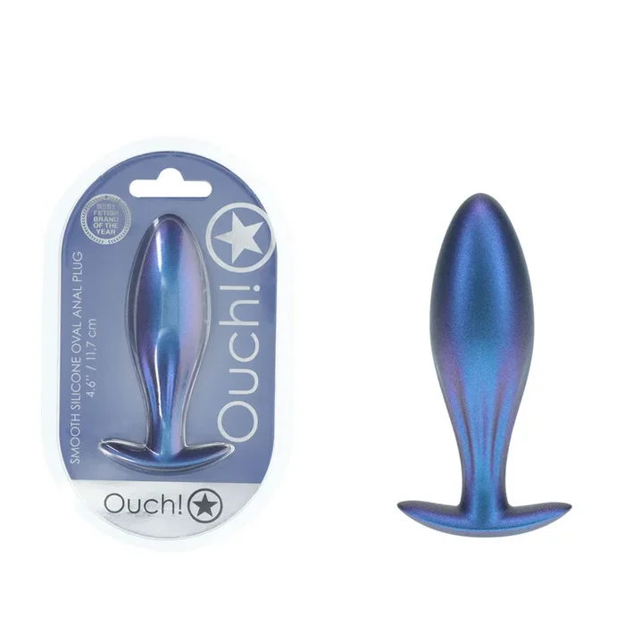 OUCH! Oval Anal Plug – Metallic Blue – Metallic Blue 11.7 cm Butt Plug