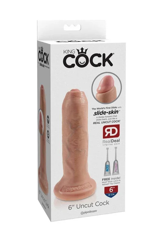 Pipedream – King Cock – Uncut Cock Realistic Dildo – 6 inch – Beige
