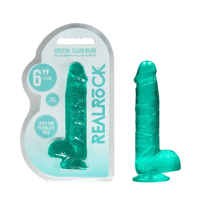 REALROCK 6” Realistic Dildo With Balls – Turquoise 15.2 cm Dong