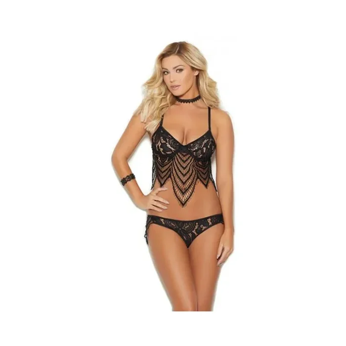 Remy Lace Underwire Bralette W/panty – Black Lg