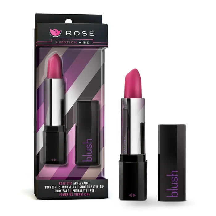 Rose Lipstick Vibe Black 4 Inch Compact Pleasure Toy