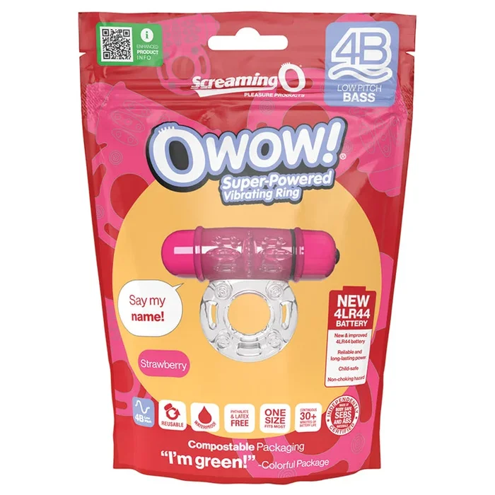 Screaming O 4B Deep Rumbling OWow Vibrating Ring – Strawberry