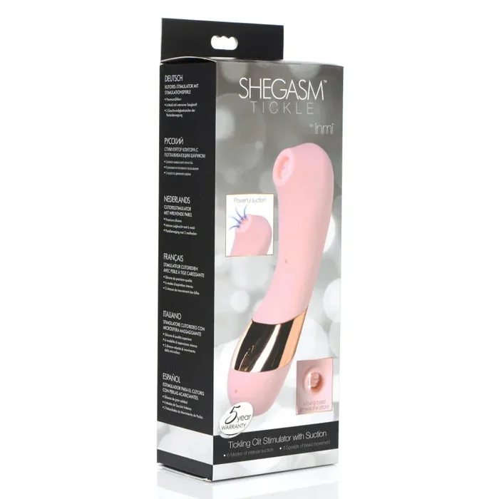 Shegasm Tickle Tickling Clit Stimulator With Suction – Pink
