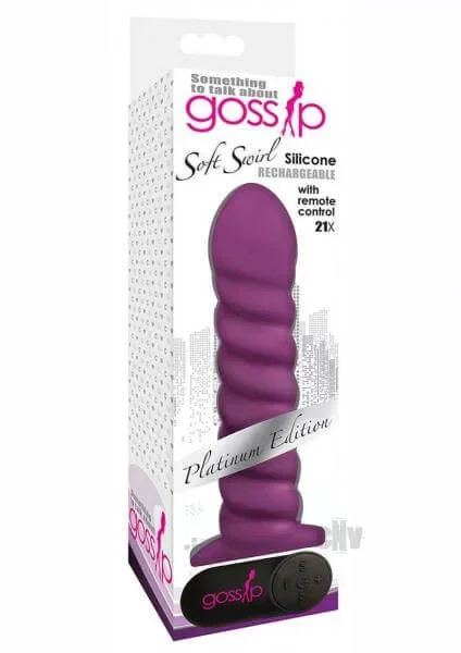 Soft Swirl 21FX Silicone Rechargeable Vibrating Dildo 7.5 In. Violet