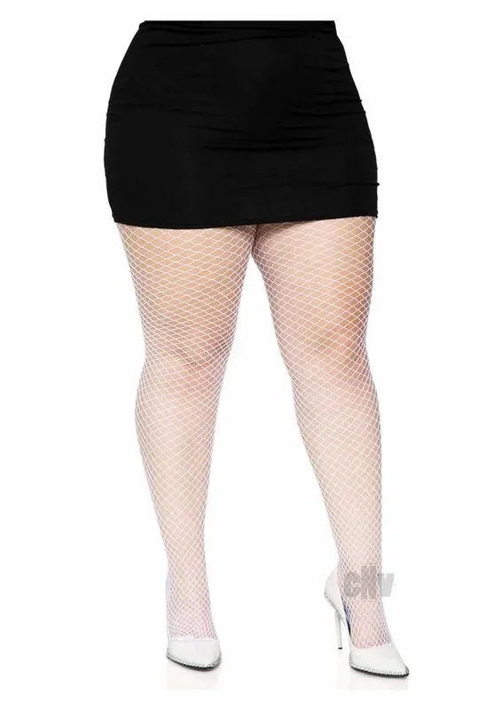 Spandex Indust Net Tights 1x-2x Wht