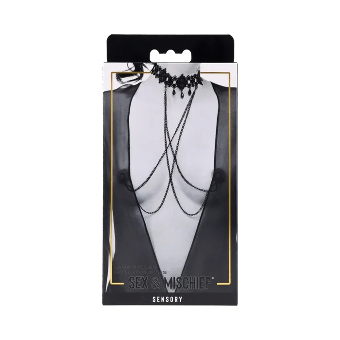 Sportsheets Sex & Mischief Lace Collar with Nipple Ties