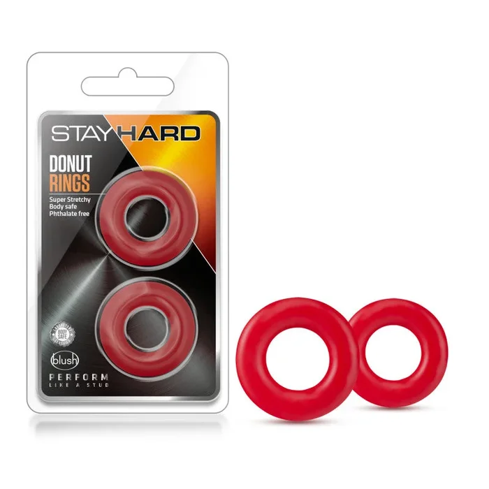Stay Hard Donut Rings – Red Cock Rings – Set of 2