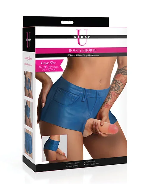 Strap U Booty Shorts 6 inch Silicone Dildo Strap-On Harness