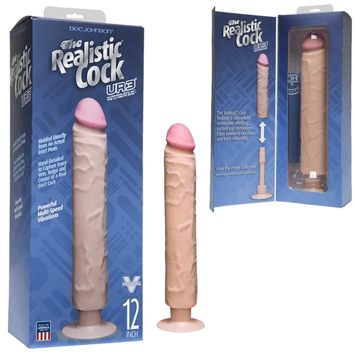 Vibrating Realistic Cock – 12in W/OUT BALL White