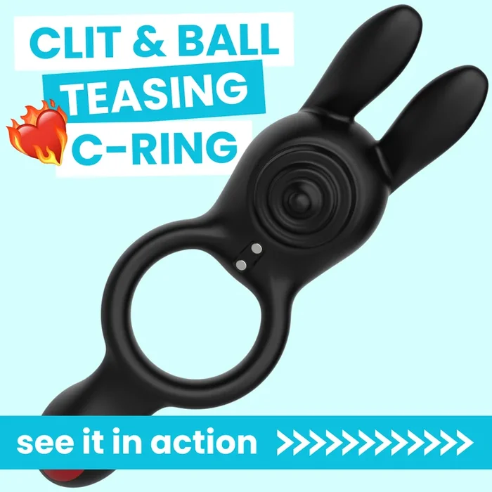 Vibrating Silicone Bunny Dual C-Ring – Penis, Clit, and Scrotum Vibes!