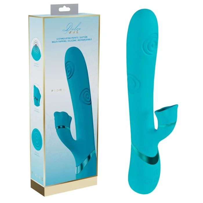 VIVE Fiore – Blue 25 cm USB Rechargeable Tapping Rabbit Vibrator