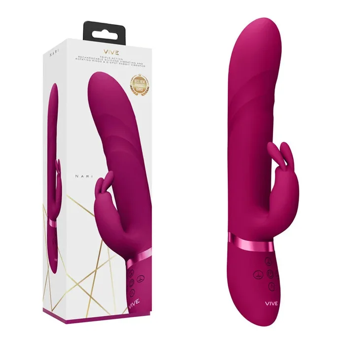 VIVE Nari – Pink – Pink 24.1 cm USB Rechargeable Rabbit Vibrator