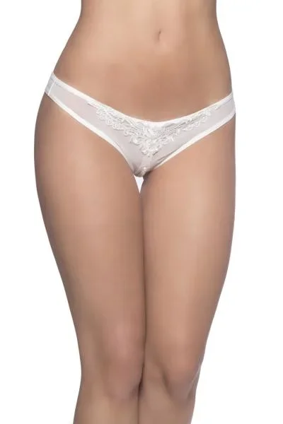 White – Crotchless Pearl Thong – One Size