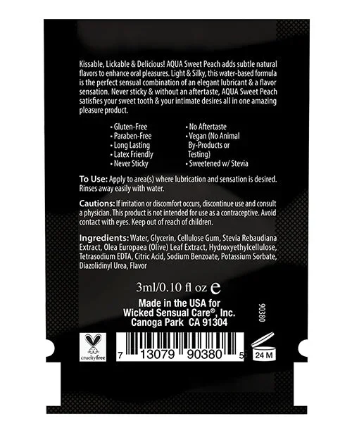 Wicked Sensual Care Water Based Lubricant – .1 oz Sweet Peach