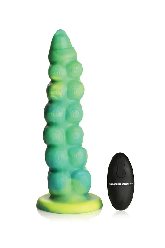 XR Brands – Creature Cocks – Squirmer Thrusting & Vibrating Dildo with Remote Control – Green