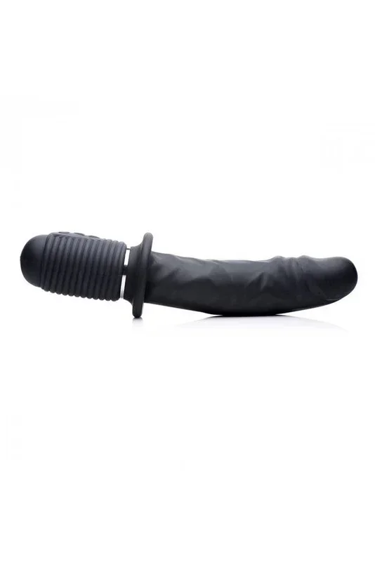 XR Brands – Master Series – Power Pounder Vibrating and Thrusting Silicone Dildo – Black