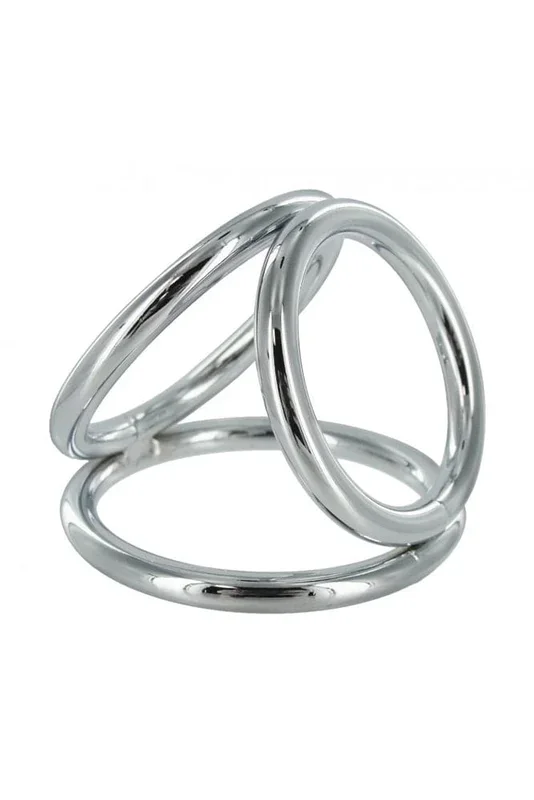 XR Brands – Master Series – Triad – Triple Chamber Cock Ring – Silver