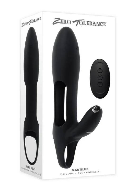 Zero Tolerance Nautilus Rechargeable Silicone Dual Cock Ring – Black