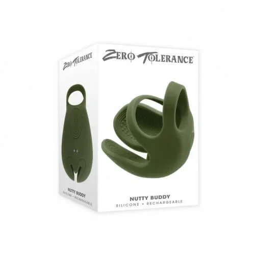 Zero Tolerance Nutty Buddy Rechargeable Silicone Dual Cock Ring – Green