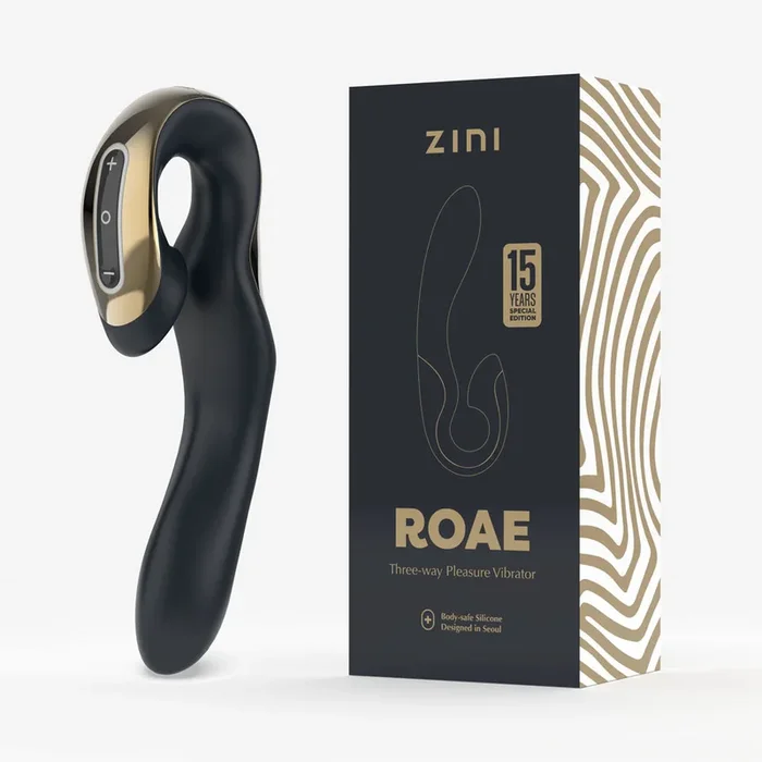 Zini Roae Special Edition – Black/Gold – Black/Gold 19.5 cm USB Rechargeable Vibrator